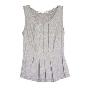 Pleated and gathered peplum sleeveless scoopneck top